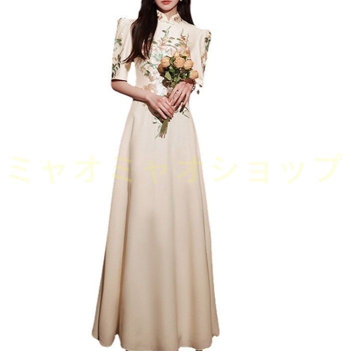 イブニングドレス パーティードレス ピアノ 発表会 ドレス 刺繍 花柄 中学生 高校生 発表会 ドレス カクテルドレス ロングドレス 膝丈 大人 演奏会 ドレス チャイナドレス 同窓会 二次会 花嫁 レディース 韓国 ワンピース 女の子 1192