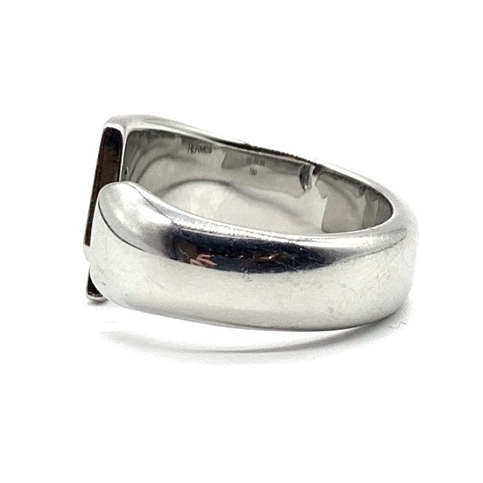 HERMES エルメス カルーゼルリング メタル シルバー ブラック Size T60
