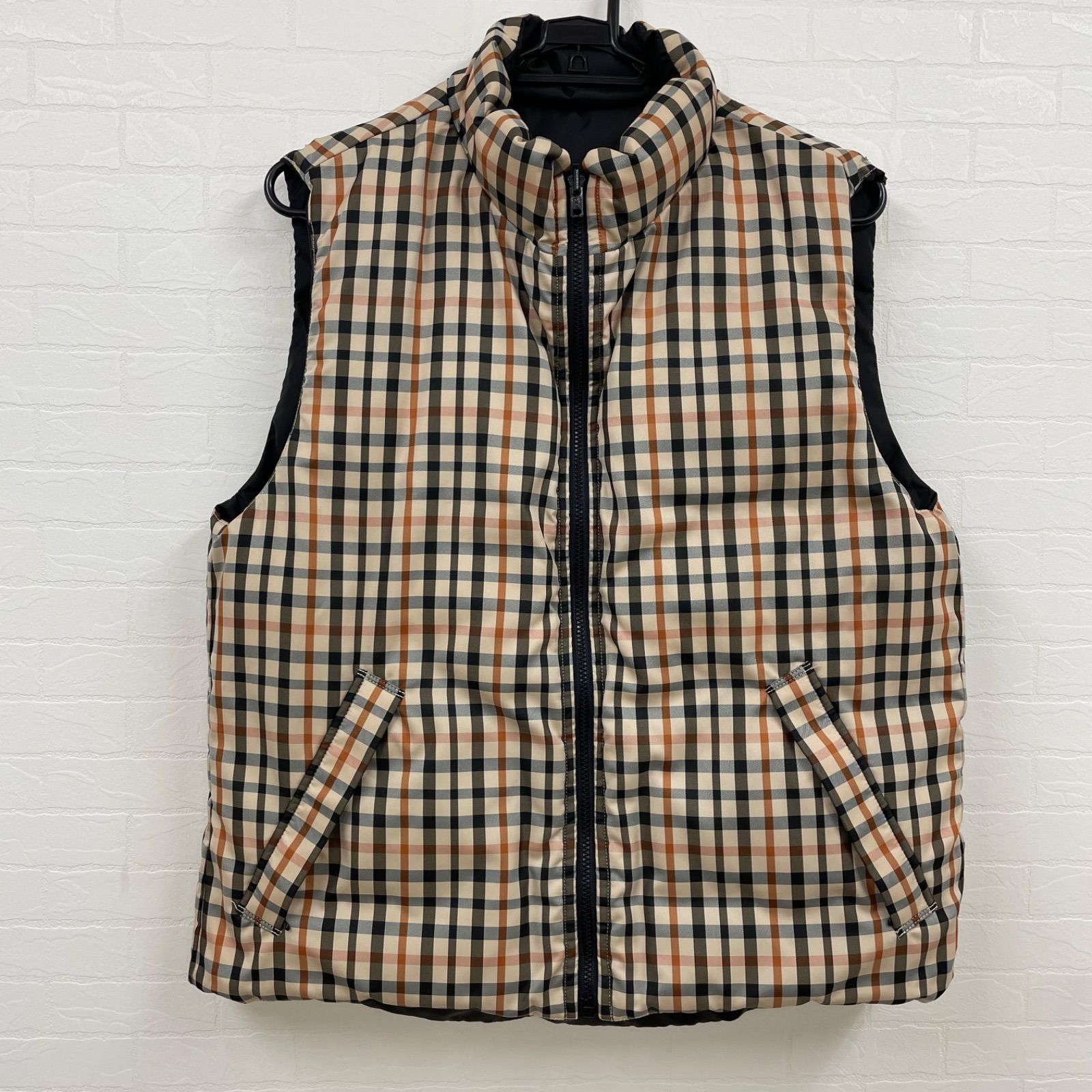 DAKS-GOLF ダックスゴルフ リバーシブル ダウンベスト M チェック柄 