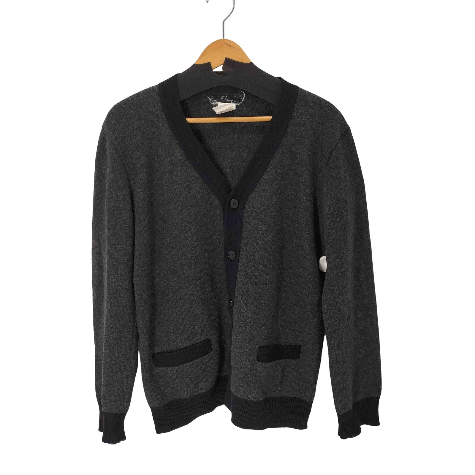 agnes b. homme アニエスベー オム 【ウール100％】 ニット カーディガン Sz.1　メンズ 黒　c59tb4 agnes b homme made in france ウールスラックス agnes b. homme