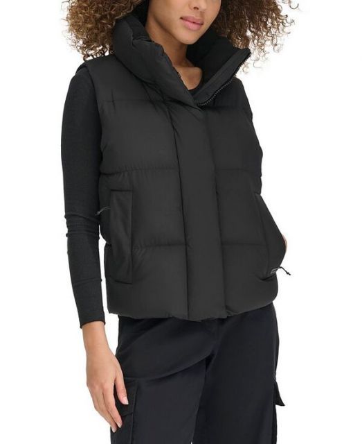 【送料無料】 リーバイス レディース ジャケット・ブルゾン アウター Women's Stand Collar Puffer Vest Black