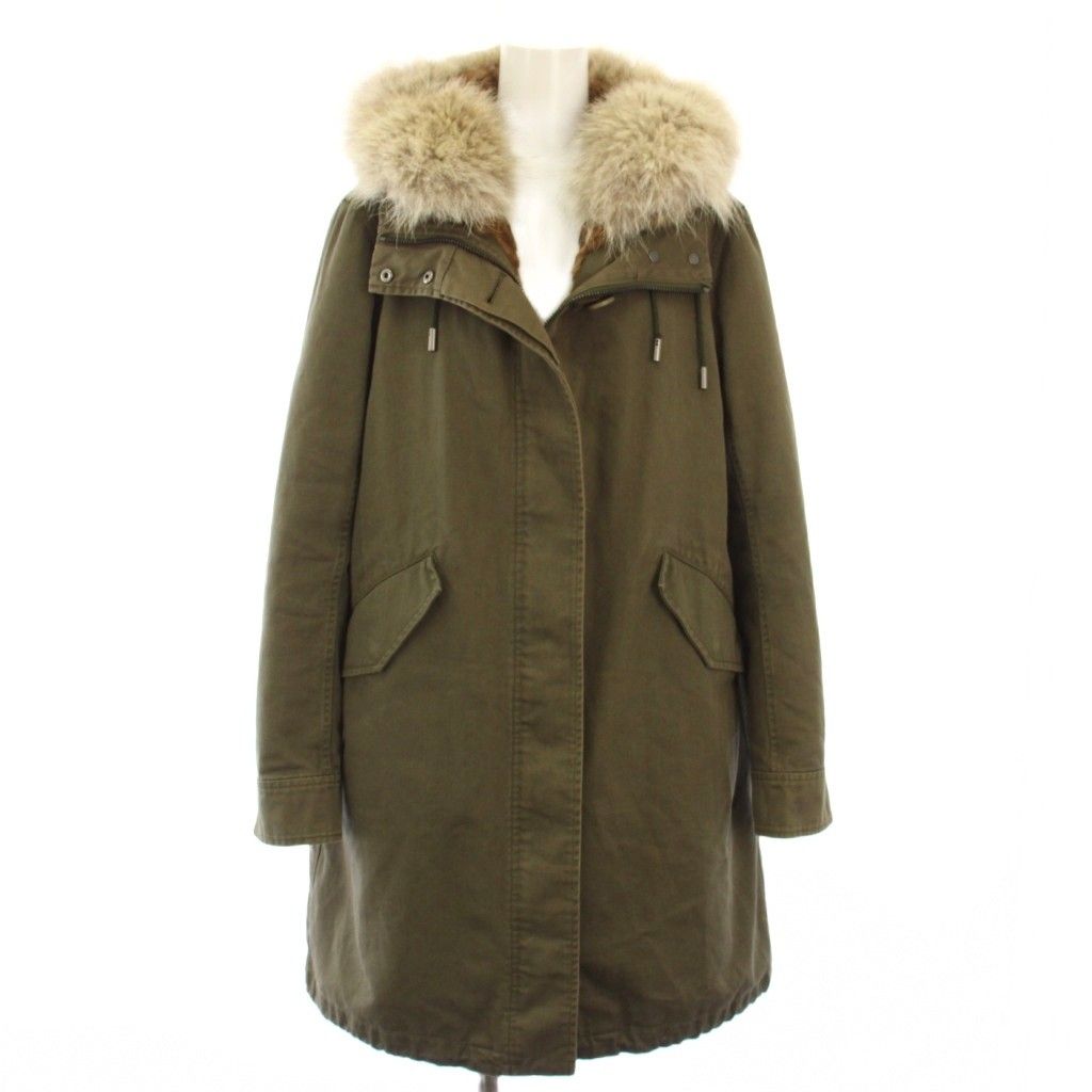 イヴサロモン YVES SALOMON モッズコート コヨーテファー ラビットファー アウター 36 カーキ 9EFM00290R75X |TK
