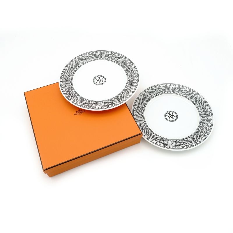 HERMES エルメス　Hデコ　デザートプレート　※元箱付属　未使用保管品 エルメス HERMES Hデコ プレート2枚セット アッシュデコペア