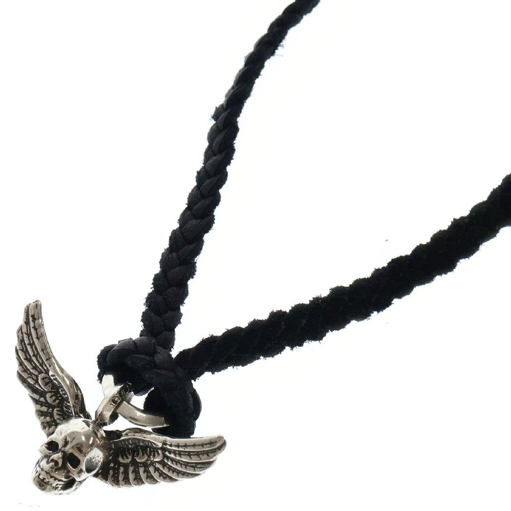 CHROME HEARTS (クロムハーツ) FOTI MAHALIA LEATHER BRAID マハリアペンダントトップ レザーブレイド スクロールチップ シルバー