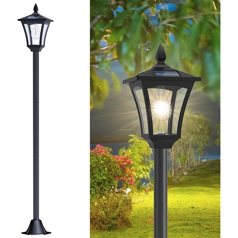 2025昇級版 ガーデンライト ソーラー 屋外 暖色 和風 庭園灯 ソーラー街灯 ポール 庭用ライト 防水 装飾雰囲気 おしゃれ レトロ感 装飾 12時間照明 埋め込み式 光センサー付き 自動点灯消灯 防犯対策 外灯 太陽光パネル充電 配線不要 簡単取 1