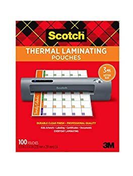 Scotch Thermal Laminating Pouches 8.9 x 11.4-Inches 3 mil thick (TP3854-100) by Scotch