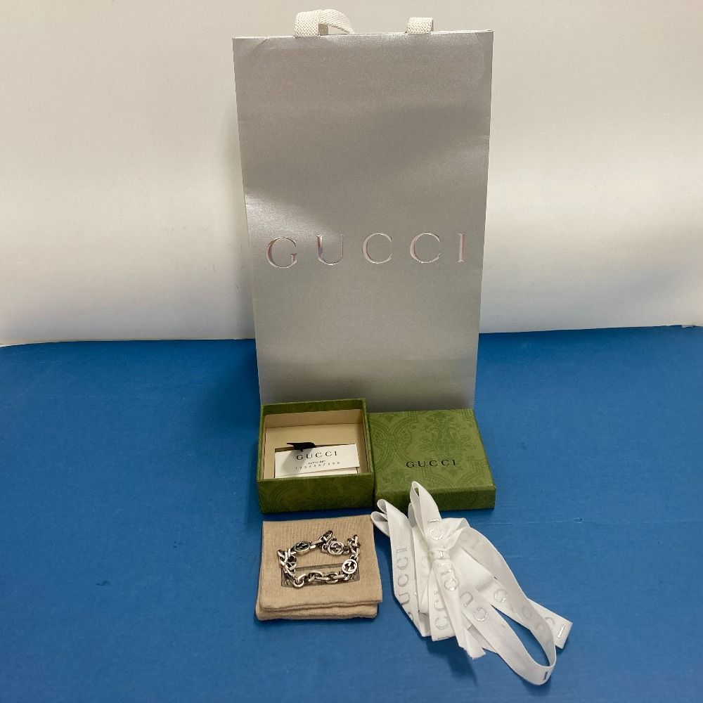 02w14260 グッチ GUCCI インターロッキング チェーンブレスレット シルバー 紙袋 箱 保存袋あり サイズ表記18 ブレスレット AG925