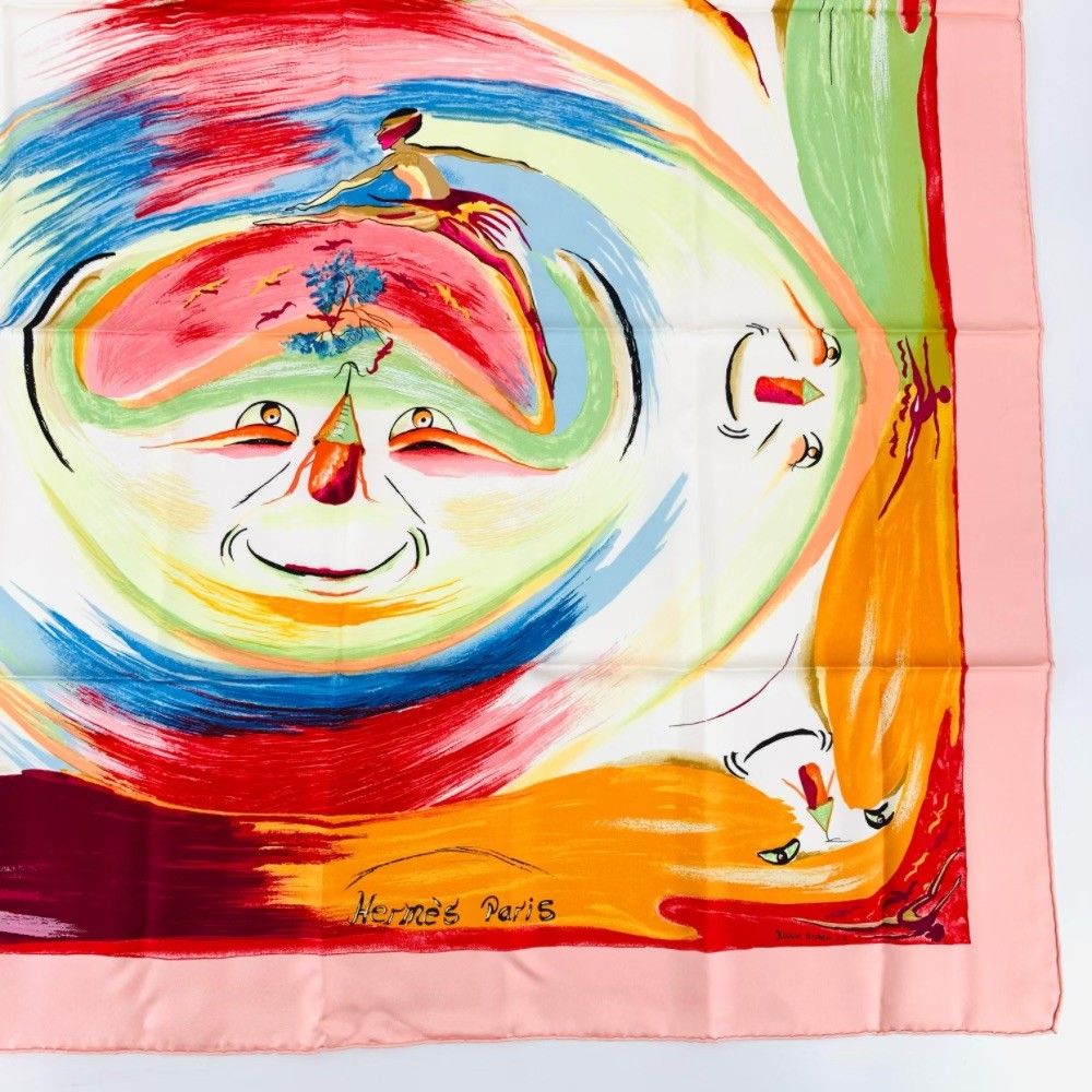 美品 エルメス プリーツ スカーフ Smiles in Third millenary 三千年紀