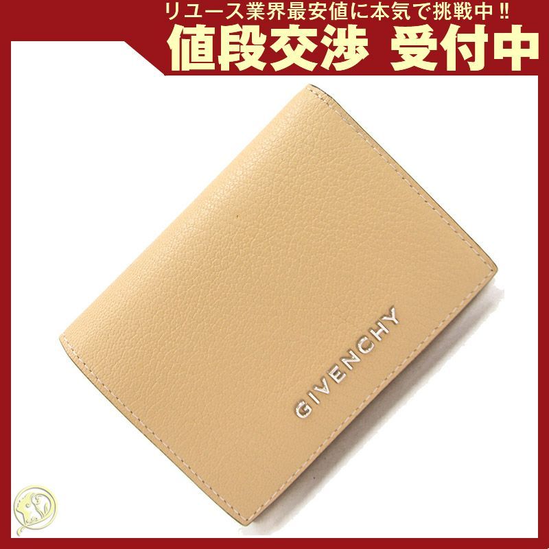 ジバンシィ 三つ折り財布 パンドラ BB6007B ベージュ レザー 中古