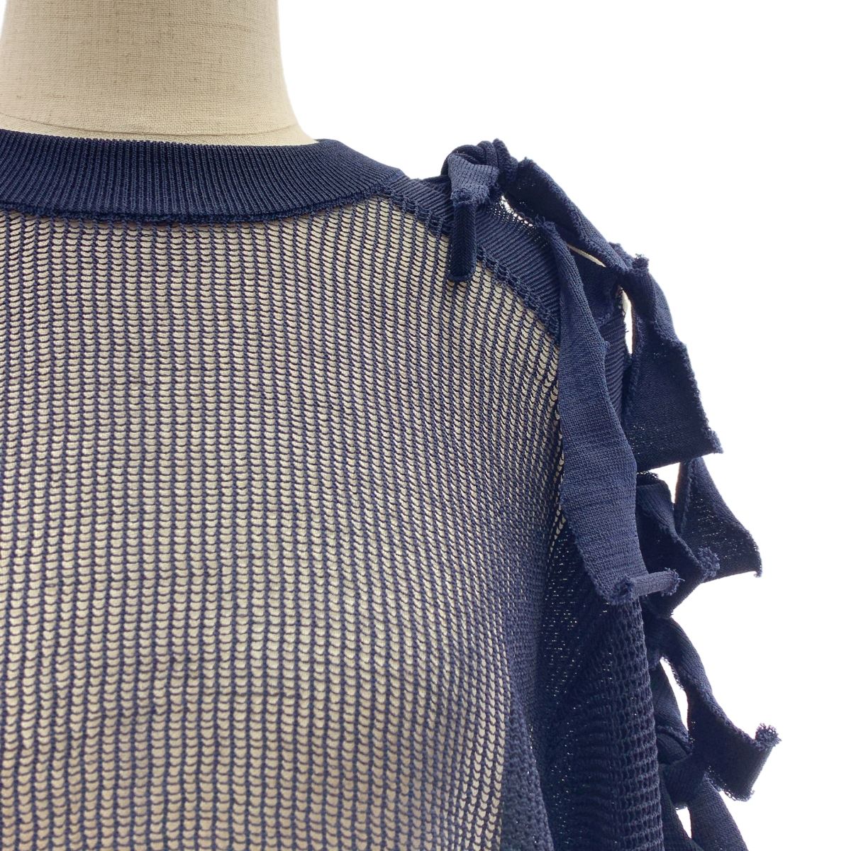 TOGA | トーガ | メッシュ ニットカットソー | M | ネイビー | レディース