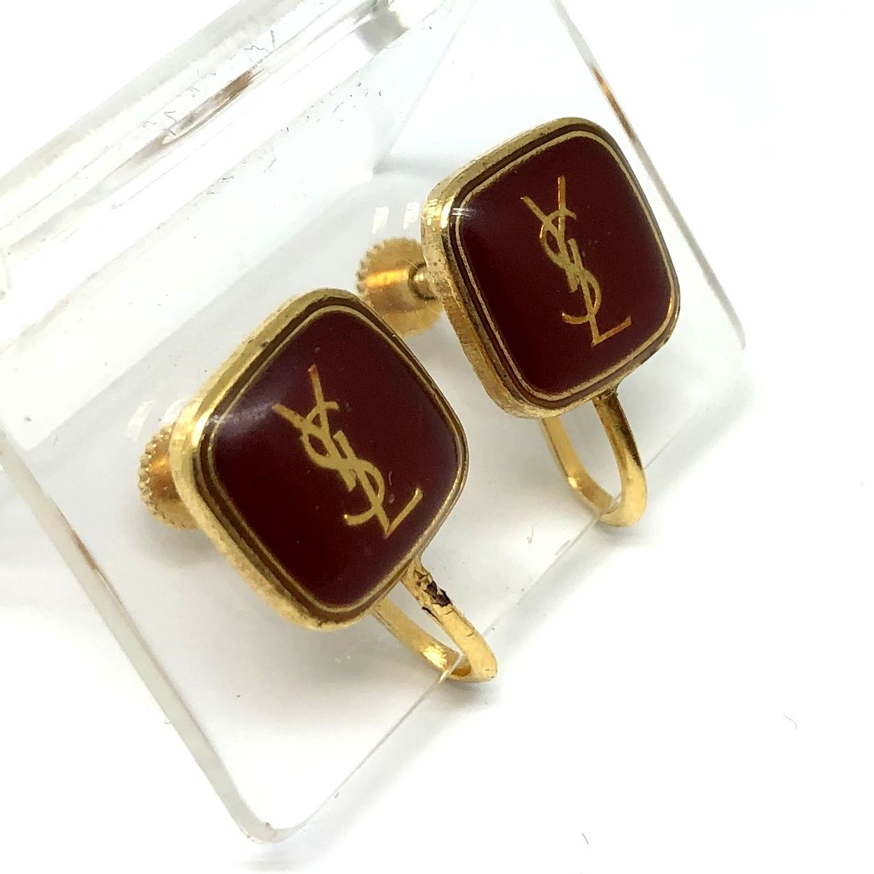 YVES SAINT LAURENT YSL ロゴ オクタンゴ 八角形 ヴィンテージ イヤリング