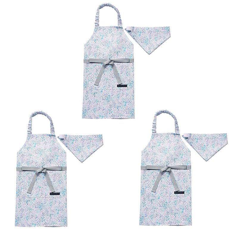 COLORFUL CANDY STYLE 子どもエプロン 100～120cm フローラルオアシス 3枚セット 女の子 かわいい 子供用 子供 こども エプロン 三角巾 セット ゴム キッズエプロン おしゃれ 幼児 小学生 かわいい 小学校 N12535 0