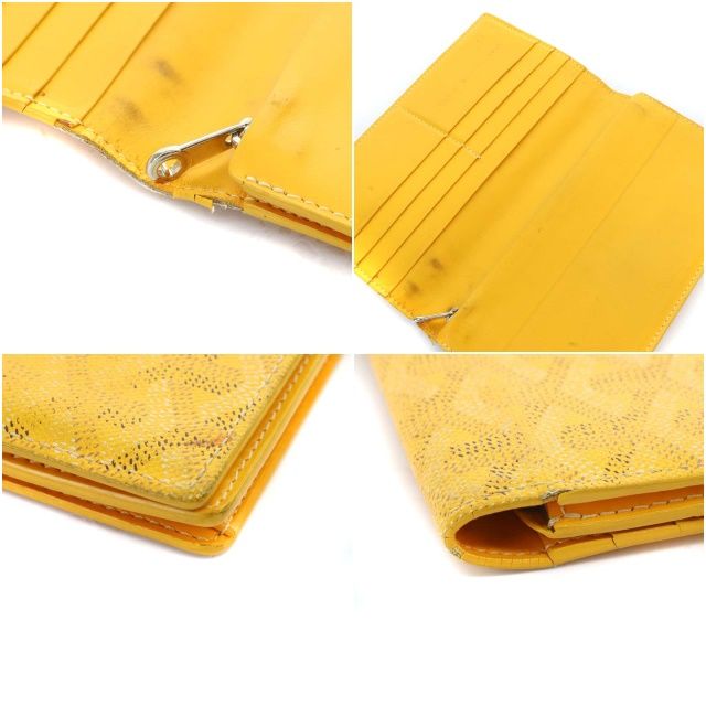 ゴヤール GOYARD 長財布 二つ折り ヘリンボーン PVC レザー 黄色 