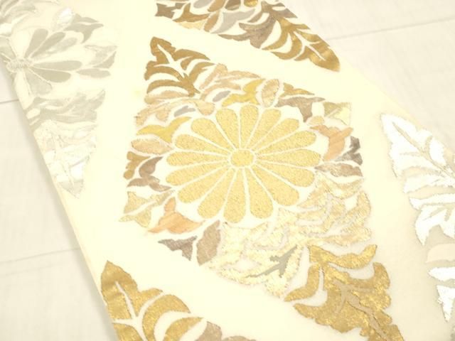 平和屋着物＊夏物 太鼓柄袋帯 横段幾何学文 金彩 正絹 逸品