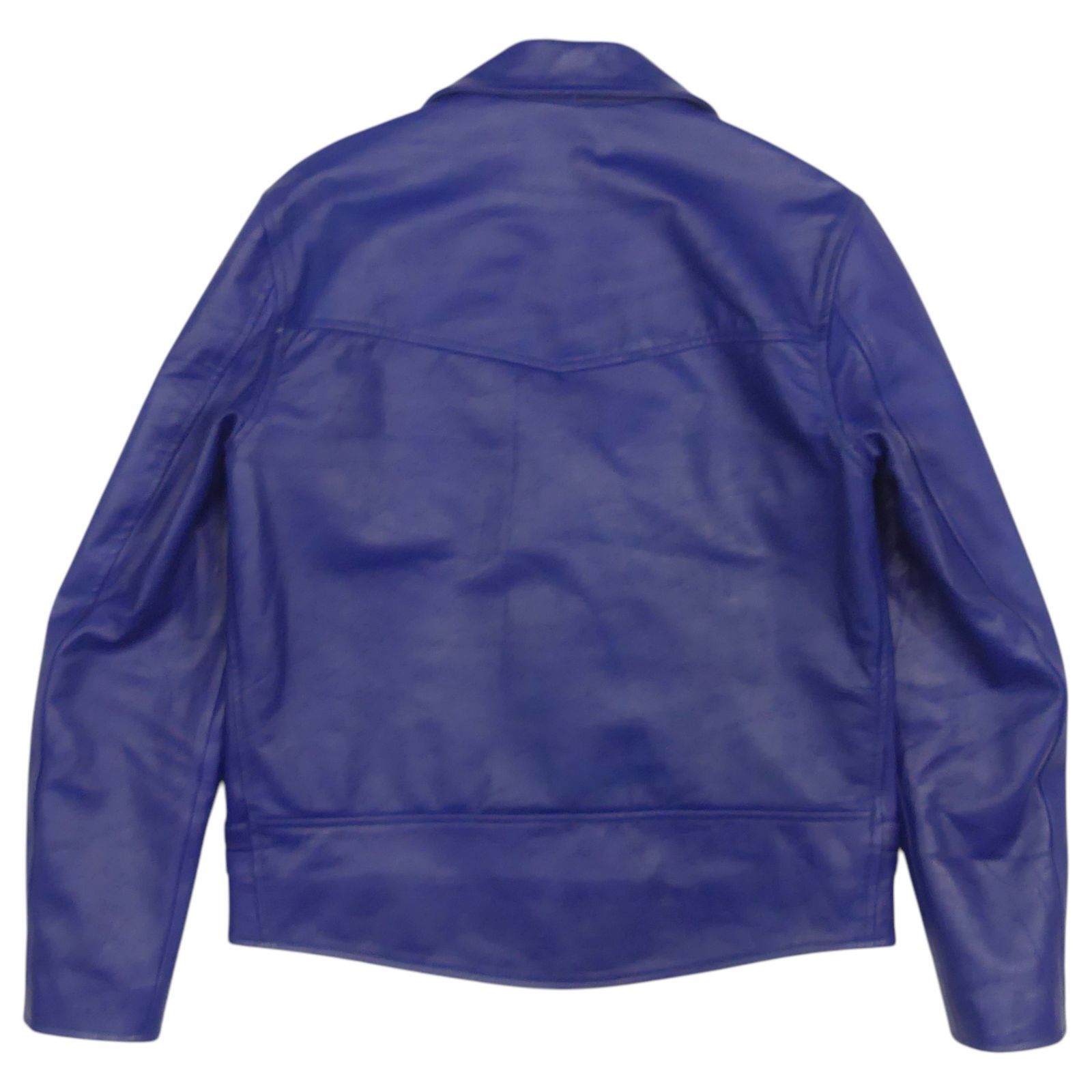 美品希少 ホーンワークス ライダースジャケット ３Lサイズ ダブル ブルー HORN WORKS ホーンワークス ライダースジャケット 本革 ダブル メンズ