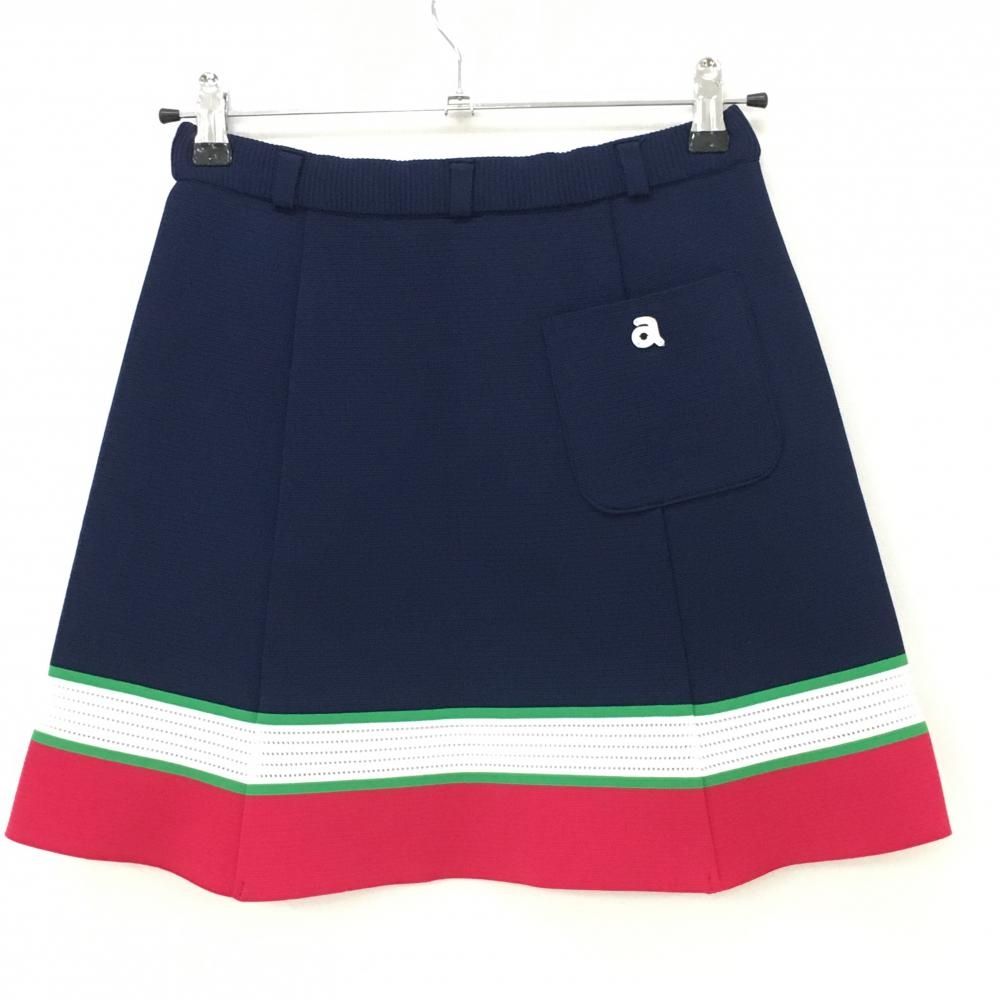 値下げ中！【新品】アルチビオ ニットスカート 超美品】アルチビオ ニットスカート ネイビー×ピンク 裾ライン