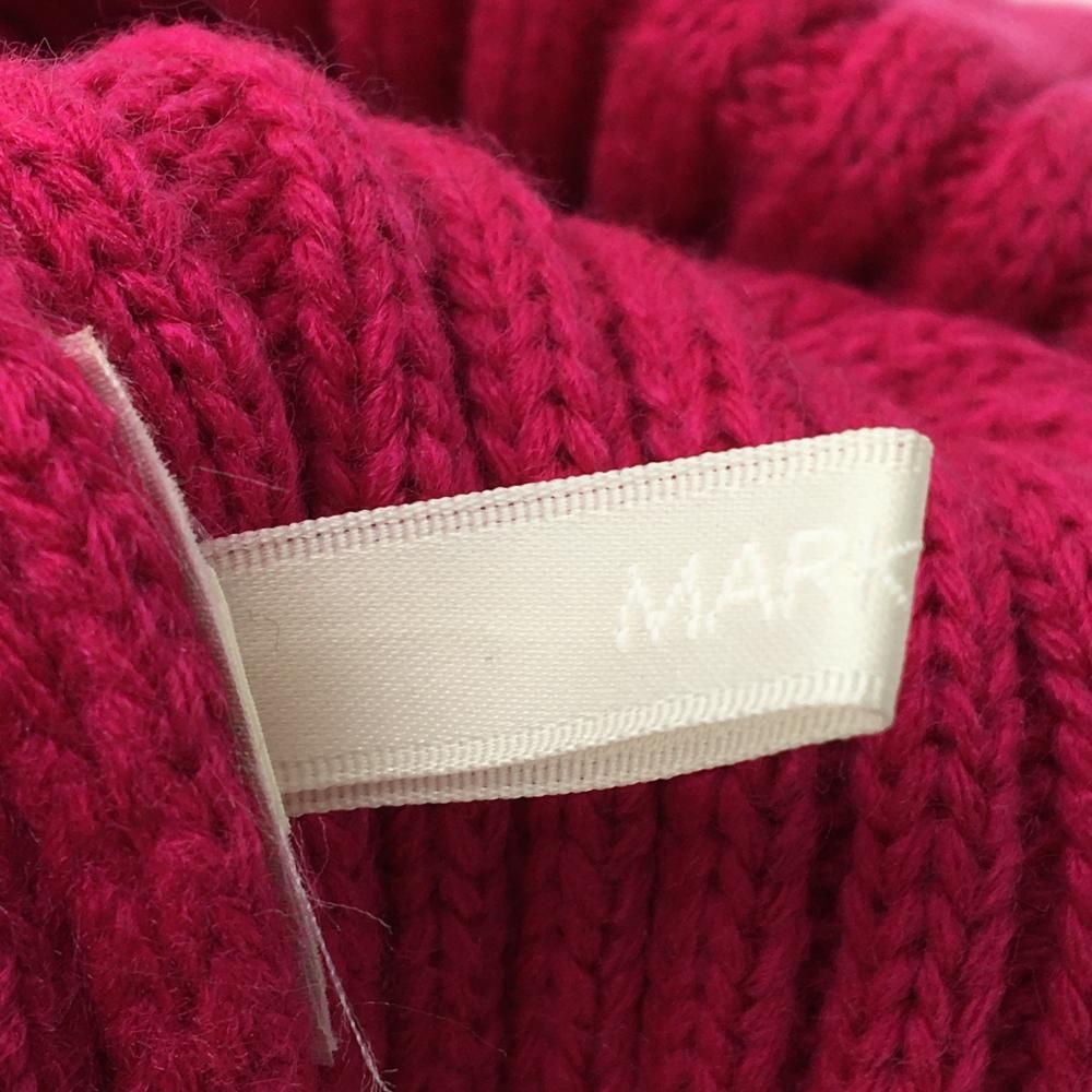 神秘的な 超 マークアンドロナ ニット帽 ダークピンク リブ編み 立体スカルワッペン ゴルフウェア MARK＆LONA