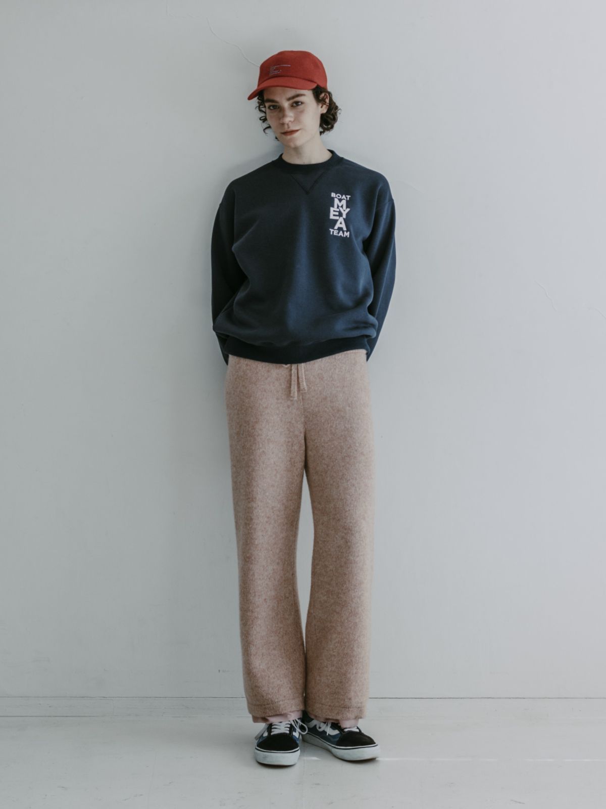 MEYAME メヤメ NO.6 EMBROIDELY SWEAT (BRUSHED LINING) NAVY エン