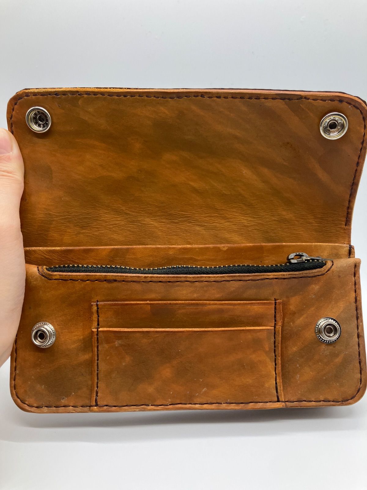 鮫革トラッカーウォレット ヌメ革 フル栃木レザー サドルレザー