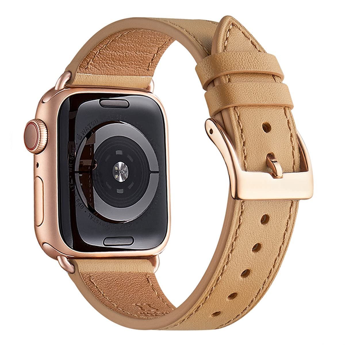キャメルロースゴールド_42444549mm コンパチブル Apple Watch バンド アップルウォッチ バンド 本革製 レザー おしゃれバンド iWatch Ultra2Ultra Series 987654321SESE2に全機種対応 交換ベルト 男女