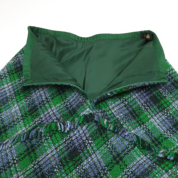 Drawer ツイード フレアスカート 6524-299-1378 フリンジ切り替え