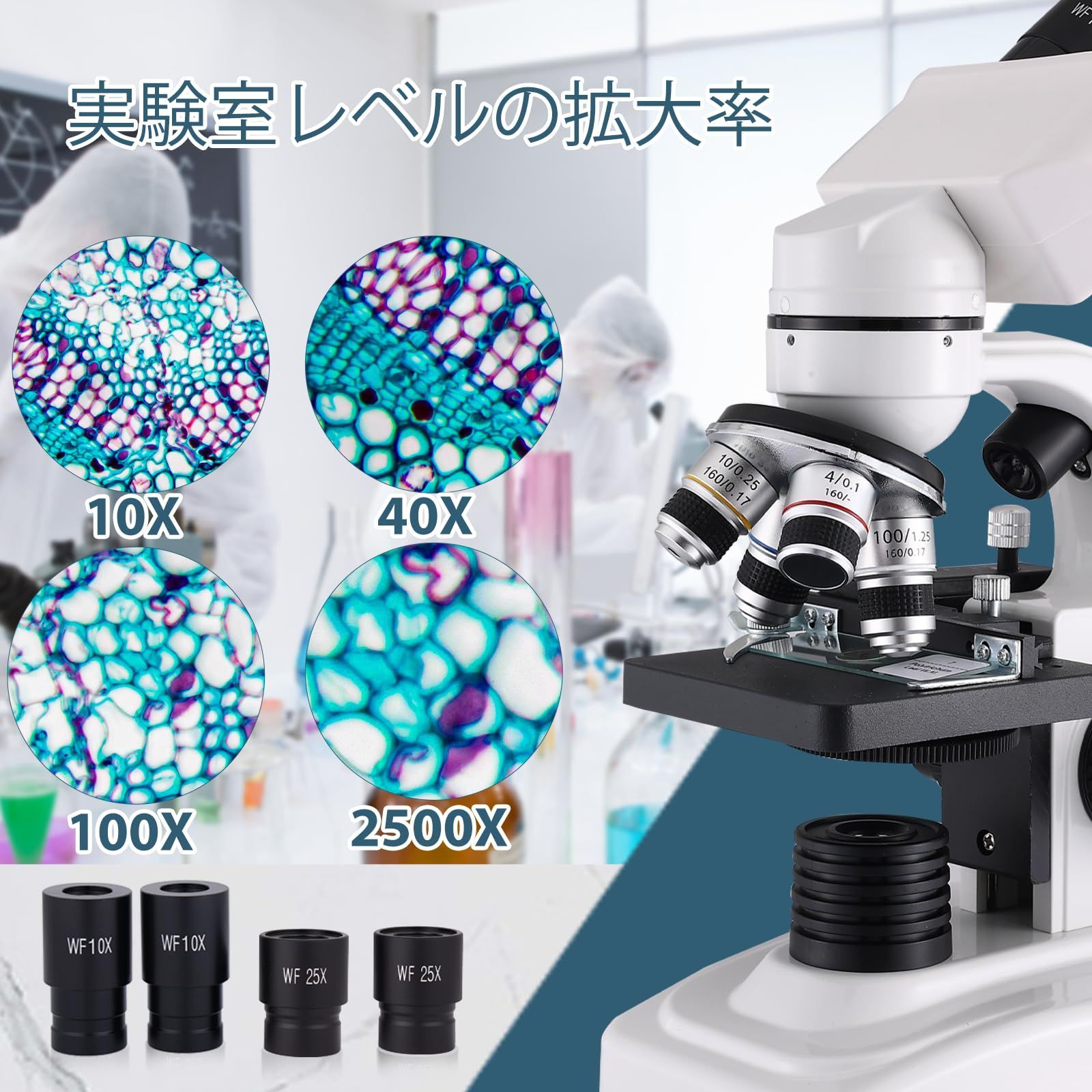 Herwicm複合双眼顕微鏡 40X-2500X