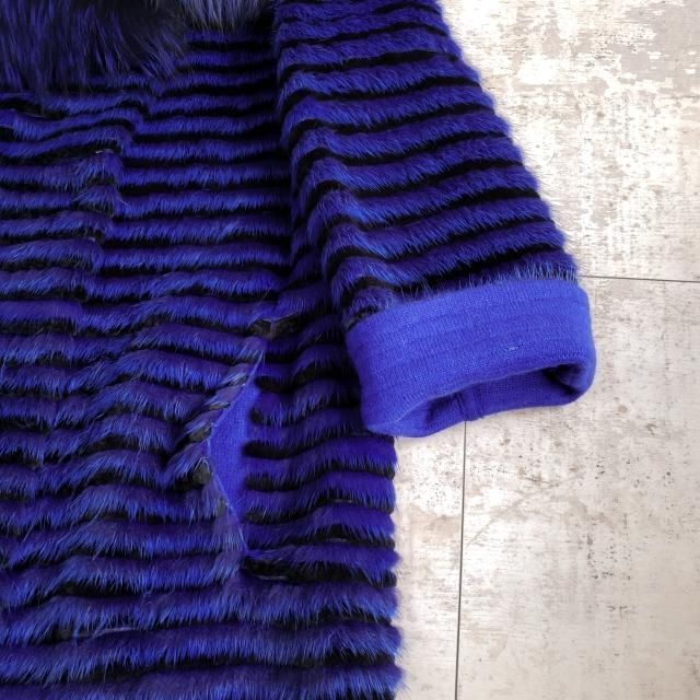 超美品 ゼルパリ ZELE-PARIS ☆ ミンクファー ロングコート 38 青 超美品 ゼルパリ ZELE-PARIS ☆ ミンクファー ロングコート 38 青