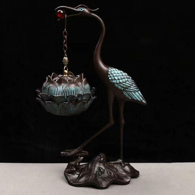 銅製 大樹蓮華弔炉 室内香炉 工芸置物