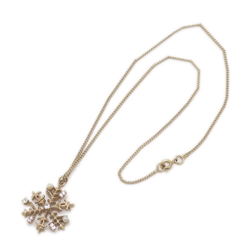 シャネル スノーフレーク ネックレス ラインストーン シルバー 05A
