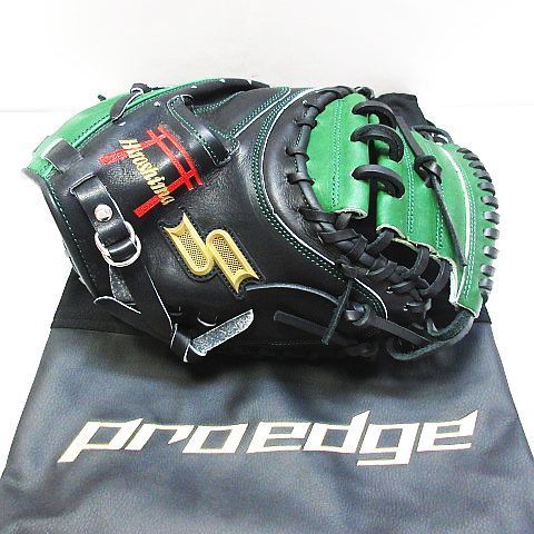 ●SSK エスエスケー proedge プロエッジ order オーダー 硬式用 キャッチャーミット 刺繍あり ブラック×グリーン 保存袋付き グローブ 野球道具 ベースボール D246Z 3867