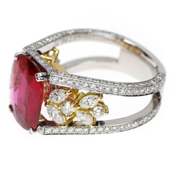 K18　ルビー　ダイアモンド　リング K18YG ルベライト ダイヤモンドリング TR 1.355ct D 0.89ct
