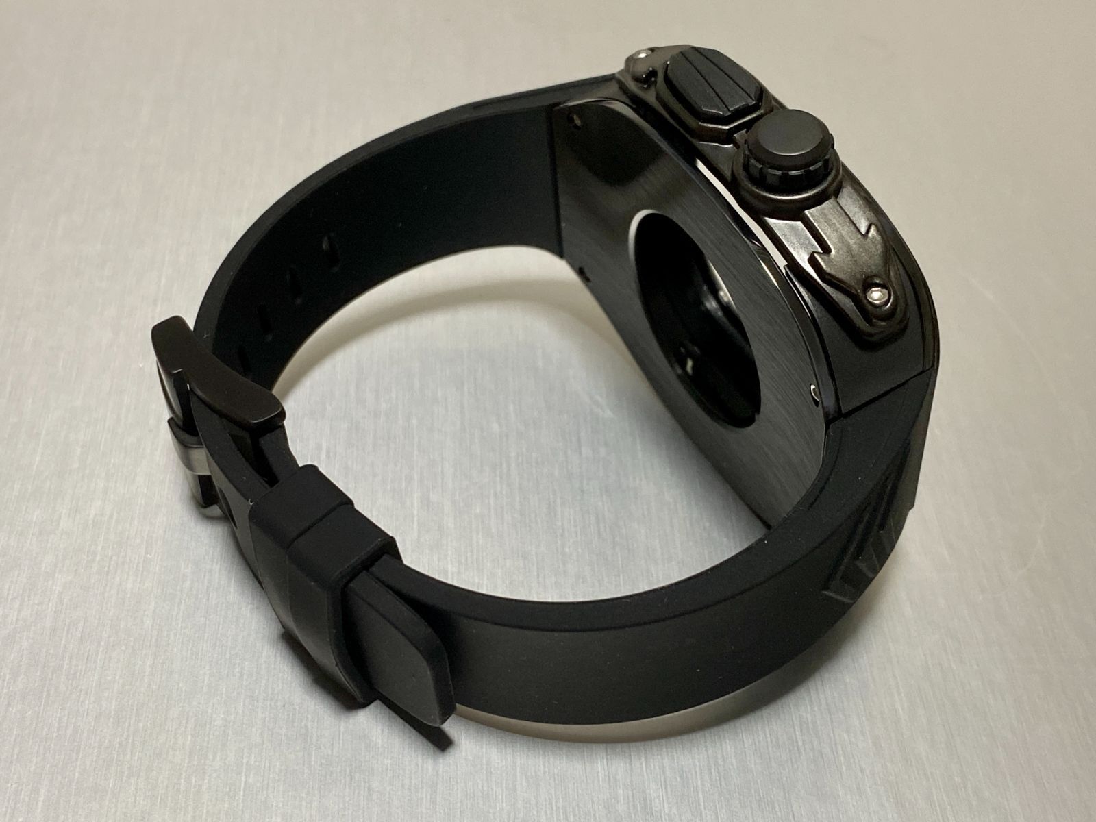 ブラック 49mm apple watch ultra アップルウォッチラバーメタル