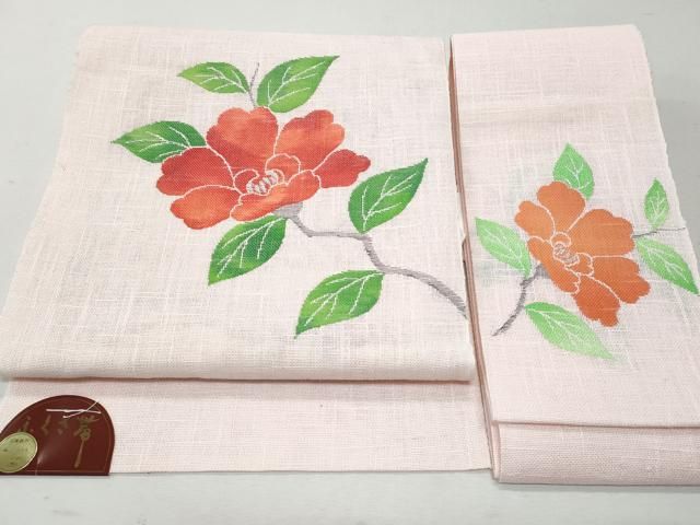 平和屋着物＊夏物 つけ帯 枝花文 銀糸 麻 CAAW7040fb