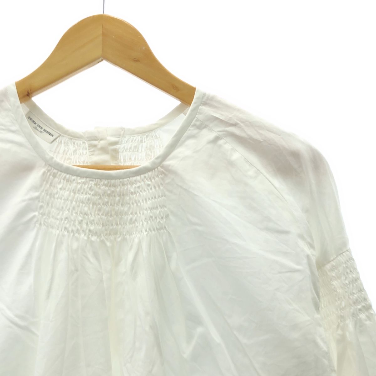 DRIES VAN NOTEN ドリスヴァンノッテン コットン ギャザー プルオーバーブラウス 36 ホワイト レディース