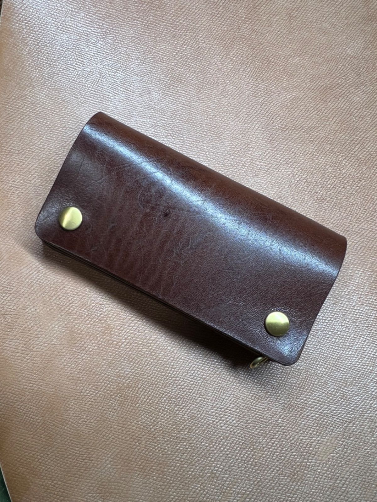 ☆ロングトラッカーウォレット☆新喜皮革製ホースバット☆バーガンディ