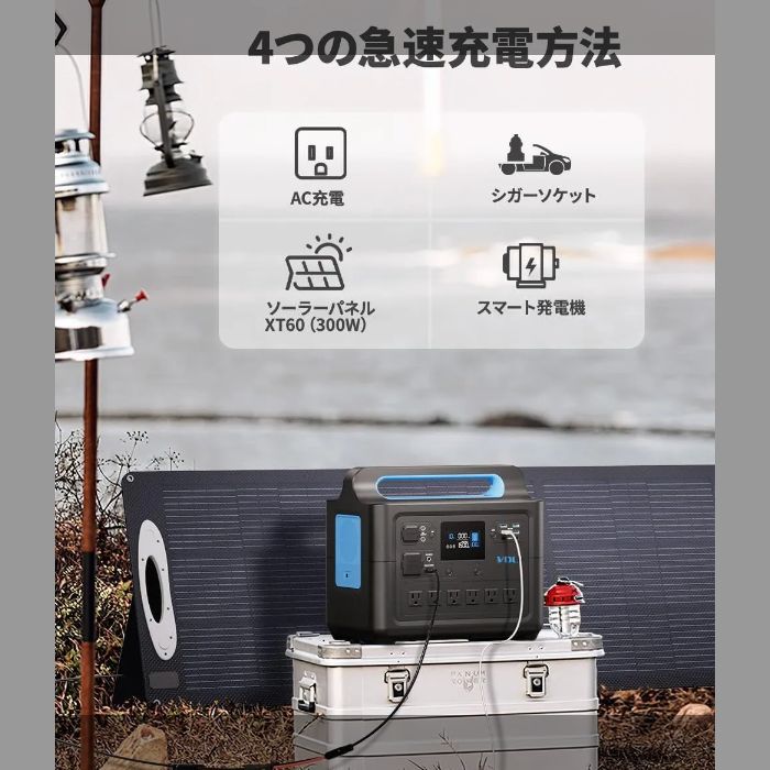 ポータブル電源 1000W】ポータブル電源 1228WH/384800mAh 大容量 6 AC出力 1000W (瞬間最大2000W) 高速充電2時間  ポータブル電源 リン酸鉄 15台デバイス同時充電 50Hz/60Hz対応 純正弦波 PD100W出力 - メルカリ