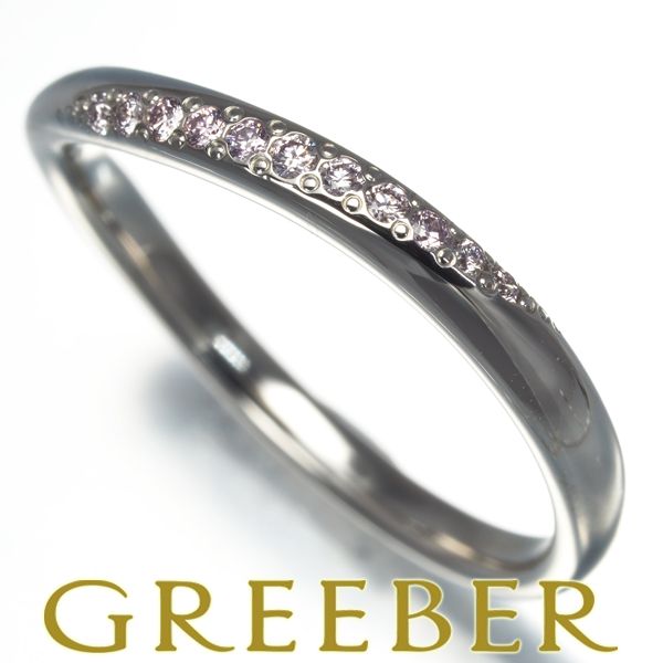 4℃ リング ピンクダイヤ ダイヤモンド ウェーブ 9号 Pt950 #170140  