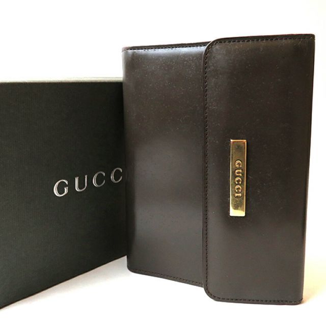 グッチ 手帳カバー アジェンダ BCランク レザー ブラウン 茶 ボックスカーフ gucci 男女兼用 中古 【送料無料】【三田店】