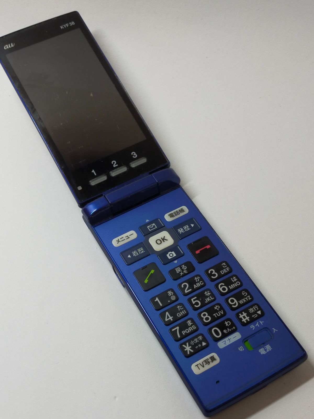 数量限定セール 美品 au KYF38 BLUE ブルー 京セラ ガラホ 携帯 通信確認済