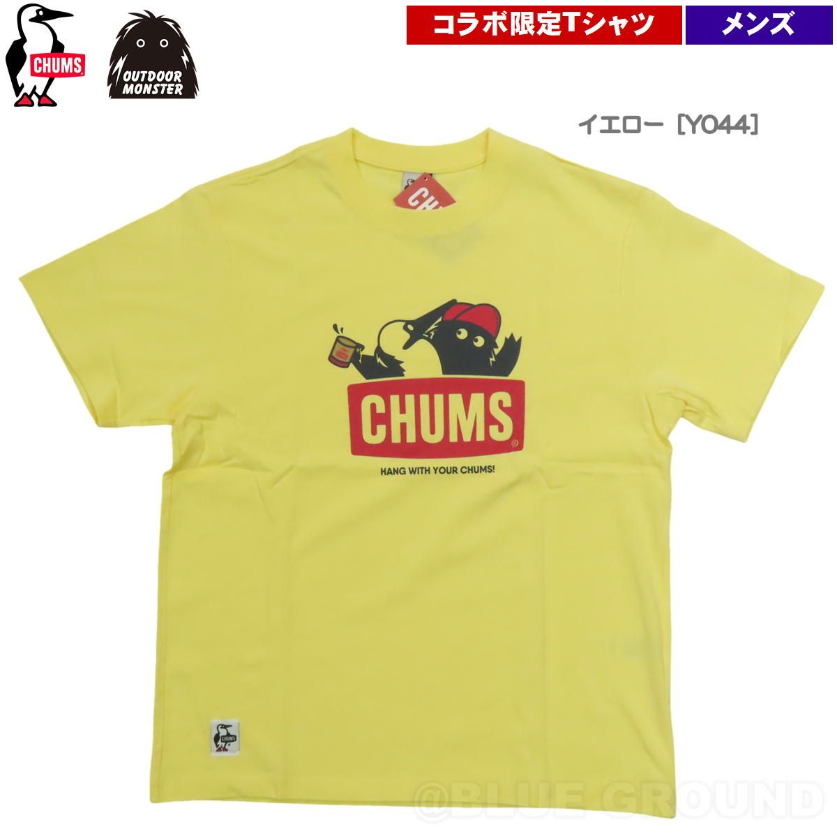 チャムス / チャムス×アウトドアモンスター Tシャツ メンズ イエロー［Y044］ XL