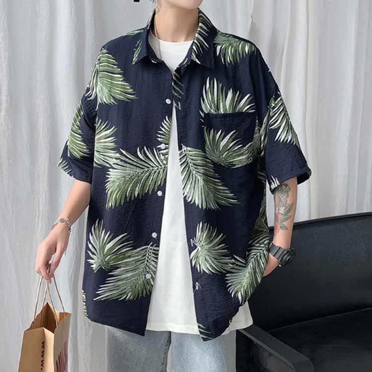 アロハシャツ 半袖 総柄シャツ メンズ 総柄 半袖シャツ オーバー