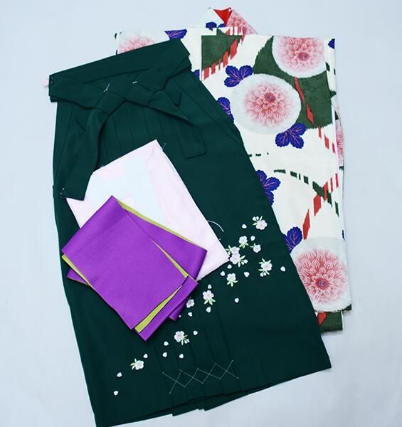 二尺袖 着物 袴フルセット 豪華絢爛 着物丈はショート丈 袴色変更可能  