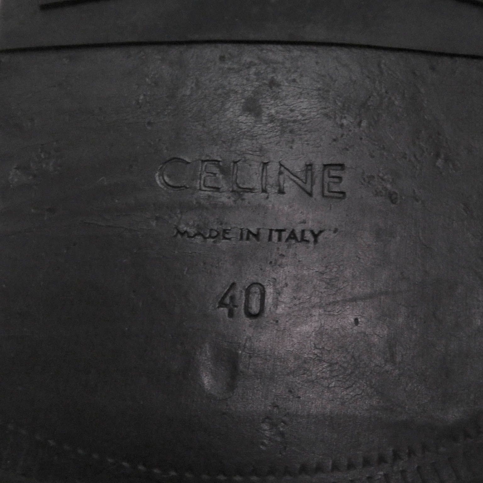 美品□CELINE セリーヌ サイドZIP ロゴ入り レースアップ レザー  