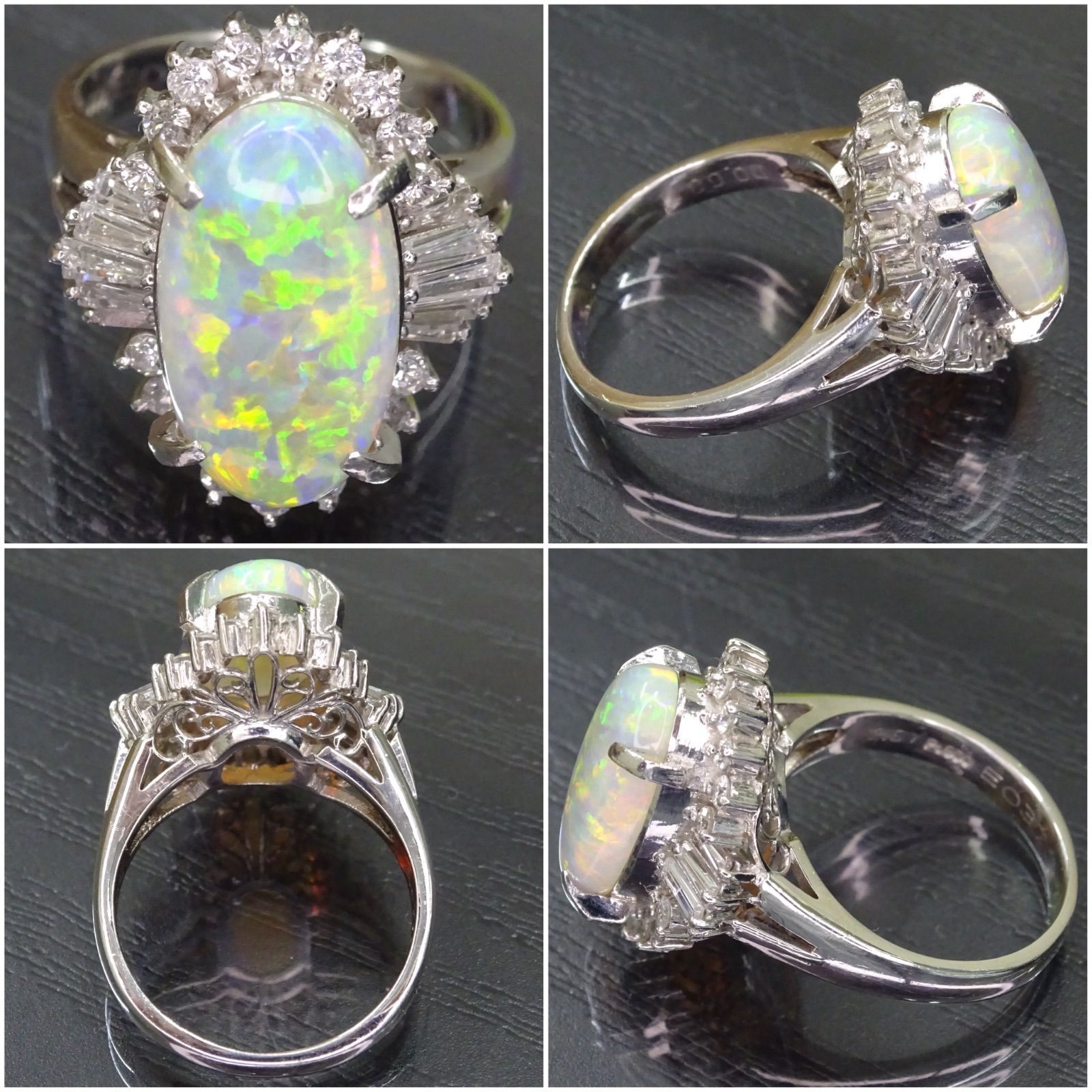 プラチナ pt900 天然オパール2.81ct 天然ダイヤモンド0.68ct デザイン 