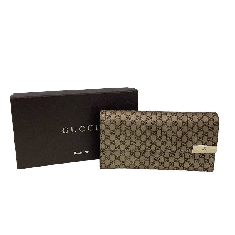 美品】グッチ（GUCCI）グッチシマ マイクロGGレザーロングウォレット