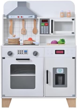 【新品・未開封品】 おままごと キッチン 木製 台所 ライト付き 音が鳴る 製氷機 調理 ホワイト WF303371AAA K0216 0219ML004 0120240216100931