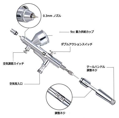 Ausuc エアブラシ ダブルアクション エアーブラシセット 重力式 3種類