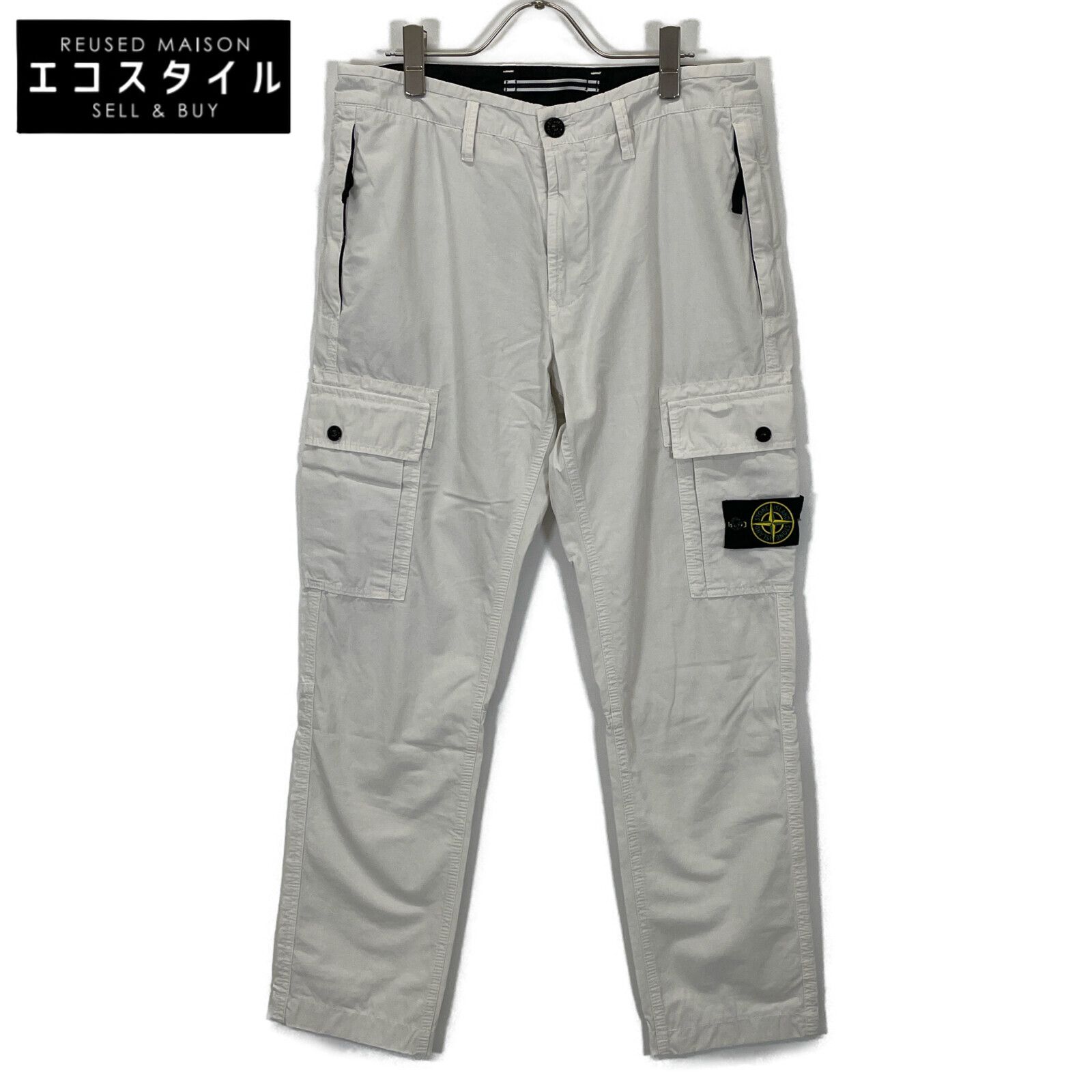 STONE ISLAND ストーンアイランド 7615303WA ホワイト ガーメントダイエフェクト カーゴパンツ 31