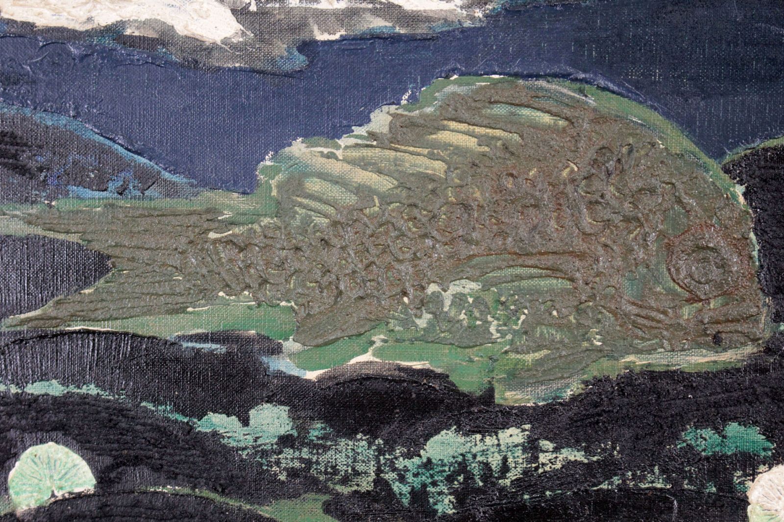 国松登 「白い魚」 油絵・油彩画 絵画 国松登 『白い魚』 油彩画 - 北海道画廊