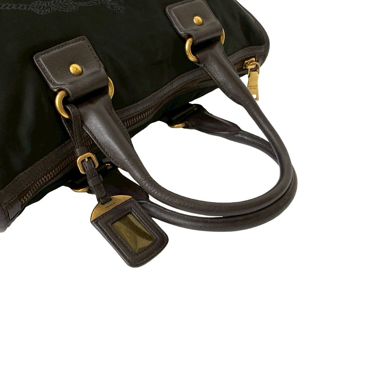 極 美品 PRADA プラダ 三角ロゴ 金具 ナイロン レザー 本革 2way